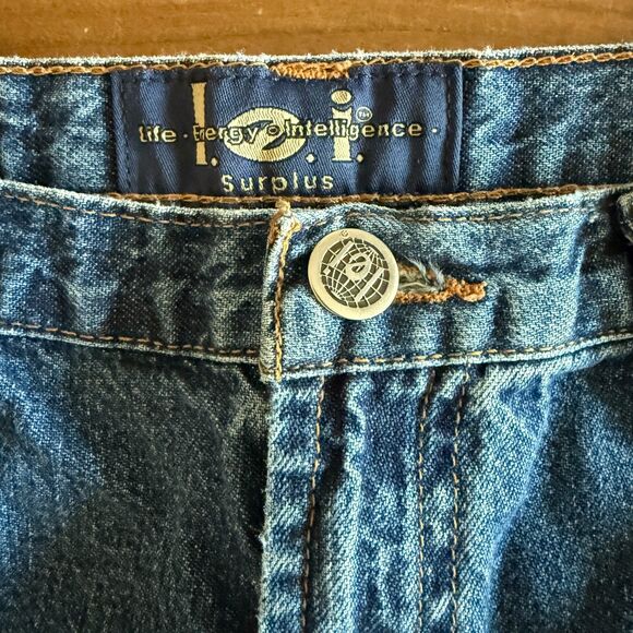 l.e.i. Y2K Cargo Flare Dark Wash Denim Juniors' 3 - Picture 6 of 12